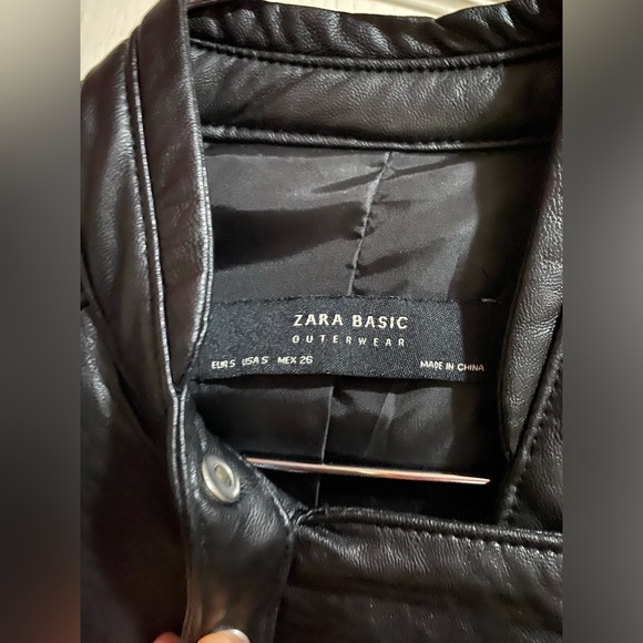 ZARA BASIC Leather Jacket | Small | Black | Like New - Picture 2 of 6